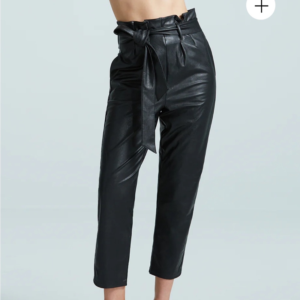 LUCYPARIS faux leather black pants